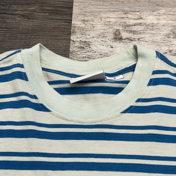 Andre‎ the Giant Obey Blue White Striped Mens M Embroidered Sun T-Shirt Medium - Picture 9 of 9